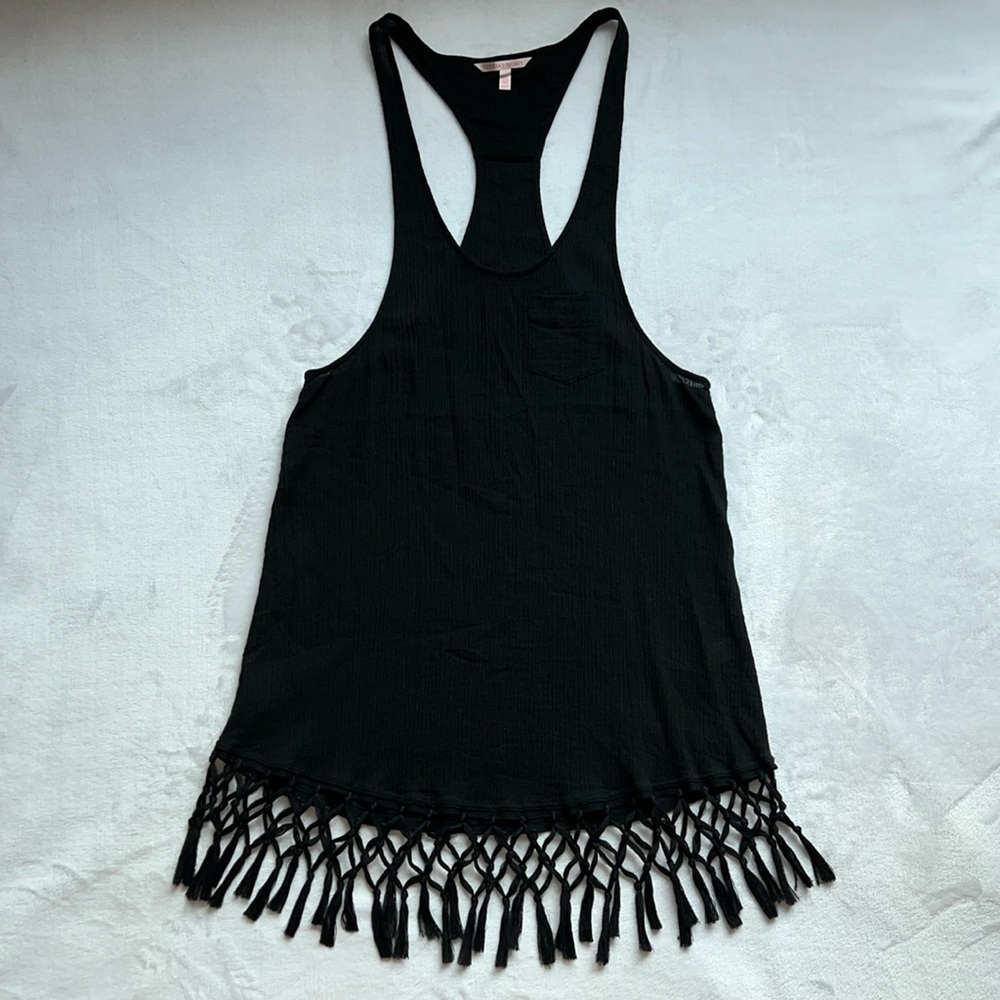 VICTORIA’S SECRET Black Racerback Boho Bikini Cover-Up w/Tassels